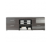 BestLivingHome TV-Sideboard Elitero - Grau Hochglanz - Vier Schubladen & zwei Gerätefächer