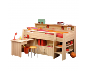 Young Furn Hochbett Flacona - Kernbuche Dekor - Schreibtisch & Stauraum