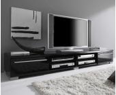 DeLife TV Lowboard Corina 208x31 cm Schwarz Hochglanz 2 Klappfächer 4 Fächer