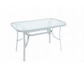 Merxx Gartentisch Milano - Mit Glasplatte - Aluminium/Milchglas - Silber/Halbtransparent