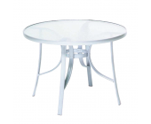 Merxx Gartentisch mit Glasplatte (rund) - Aluminium/Milchglas - Silber/Halbtransparent