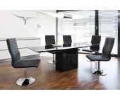 SYNOUN Semper Essgruppe 175/225x100cm schwarz mit 4 Lio Kunstled, schwarz