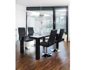 SalesFever Luke Essgruppe 160x90cm schwarz + 4 Lio Lederstühle schwarz