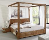 Wolf Möbel GURU Himmelbett 180x200 Akazie Stone Bett mit Stoff by Wolf Möbel