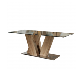 TopDesign Esstisch Bendura - MDF/Glas - Eiche hell Dekor/Klar