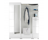 BestLivingHome Garderoben Set Lagos (5-teilig) - Weiß Hochglanz - Schrank, Wandgarderoben, Regal, Unterteil & Schuhschrank