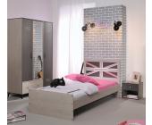PARISOT meubles Jugendzimmer 3tlg,Esche grau/06-Himbeer/07-Rose`
