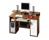 home24office Computertisch mit Aufsatz Harry - Walnuss/Weiß Dekor