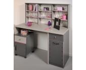 PARISOT meubles Schreibtischset 3-tlg. 70 Esche-Grau,06-Himbeer/07 Rosé