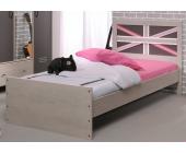 PARISOT meubles Bett 90x200 ,70 Esche-Grau,Abs.06-Himbeer/07 Rosé