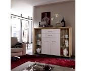 Innostyle Highboard Richard Walnuss Weiß Hochglanz