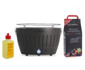 Weber LotusGrill Rauchfreier Holzkohlegrill anthrazitgrau Starter-Set inkl. Brennpaste und Holzkohle