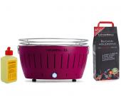 Weber LotusGrill Rauchfreier Holzkohlegrill XL Starter-Set inkl. Brennpaste und Holzkohle-Pflaumenlila