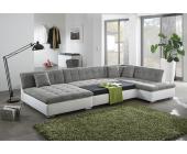Wohnlandschaft, wahlweise mit Bettfunktion, weiss grau, Recamiere links