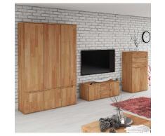 Wohnzimmer Wohnwand aus Buche Massivholz geölt (3-teilig)