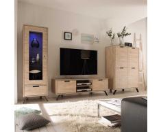 Retro Wohnwand in Eiche 360 cm (3-teilig)