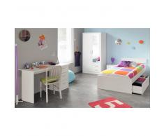 Komplett Jugendzimmer in Weiß mit Stauraumbett (4-teilig)