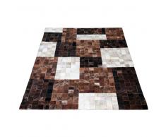 Teppich in Braun Weiß Kuhfell patchwork