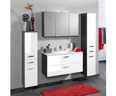 Badezimmer Set in Weiß Grau mit Spiegelschrank (4-teilig)
