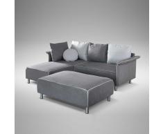 Eckcouch mit Hocker Grau Brun (2-teilig)