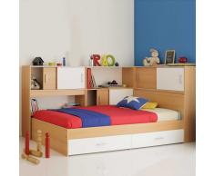 Stauraum Bett für Kinderzimmer Buche Weiß (4-teilig)