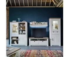 Wohnzimmer Anbauwand im skandinavischen Design Kiefer Weiß (4-teilig)