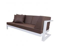 Gartensofa in Weiß Braun Aluminium (5-teilig)