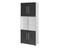 Büro Aktenschrank mit Glastüren Weiß Grau