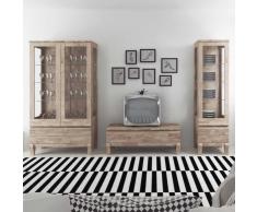 Wohnzimmer Schrankwand aus Eiche Massivholz Weiß geölt (3-teilig)