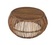 Rattan Couchtisch rund Teak massiv