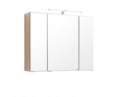 LED Spiegelschrank in Buche 80 cm breit