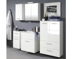 Badezimmer komplett in Weiß Hochglanz mit Waschbecken (5-teilig)