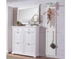 Landhausstil Garderobe in Weiß Fichte Massivholz (3-teilig)