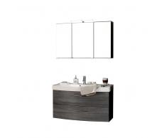 Badezimmer Set mit 3D Spiegelschrank Eiche Grau (2-teilig)