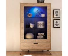 Vitrinenschrank im Retro Design Eiche
