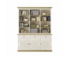 Bücherschrank in Weiß Wildeiche massiv 225 cm hoch