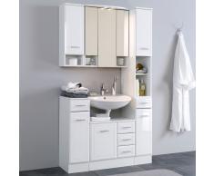 Badezimmer Komplettset in Hochglanz-Weiß Landhaus (5-teilig)