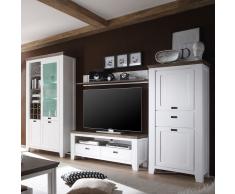 Wohnzimmer Anbauwand in Weiß Braun Landhausstil (4-teilig)