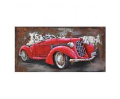 Metall Wandbild mit Oldtimer Motiv Rot