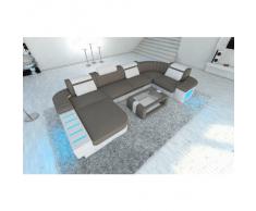 Stoff Wohnlandschaft BELLAGIO U Form mit LED Beleuchtung