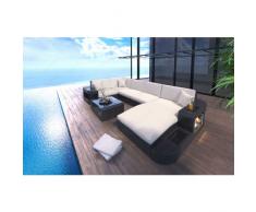 Poly Rattan Sofa Set WAVE mit LED