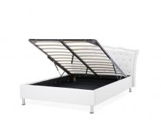 Bett Weiss mit Bettkasten - Doppelbett - 140x200 cm - Ehebett - Lederbett - METZ
