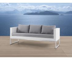 Gartensofa weiss - 3er Sofa - Gartenmöbel - Rattanmöbel - Edelstahl und Rattan - CREMA