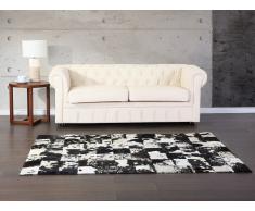 Teppich schwarz-weiss - 140x200 cm - Lederteppich - Kuhfell - URLA