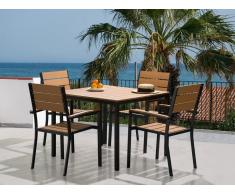 Aluminium Gartenmöbel Set Braun - Sitzgruppe - Tisch 95x95 cm + 4 Stühle - Polywood - PRATO