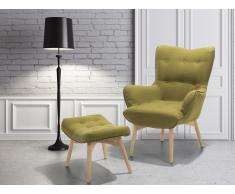 Sessel Olivgrün - Ohrensessel - Relaxsessel - Stuhl + Hocker - Polstersessel - VEJLE