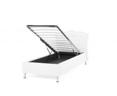 Bett Weiss mit Bettkasten - Einzelbett - 90x200 cm - Lederbett - Kunstleder - METZ