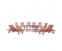 Holz Gartenmöbel Set - Gartentisch - 6x Stuhl - 2x Liegestuhl - 1x Teetisch - Holztisch - TOSCANA