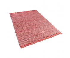 Teppich Rot - 140x200 cm - Baumwolle - Läufer - Vorlage - Wohnzimmerteppich - BESNI