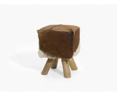 Hocker Weiss-braun - Sitzhocker - Teakholz - DALTON